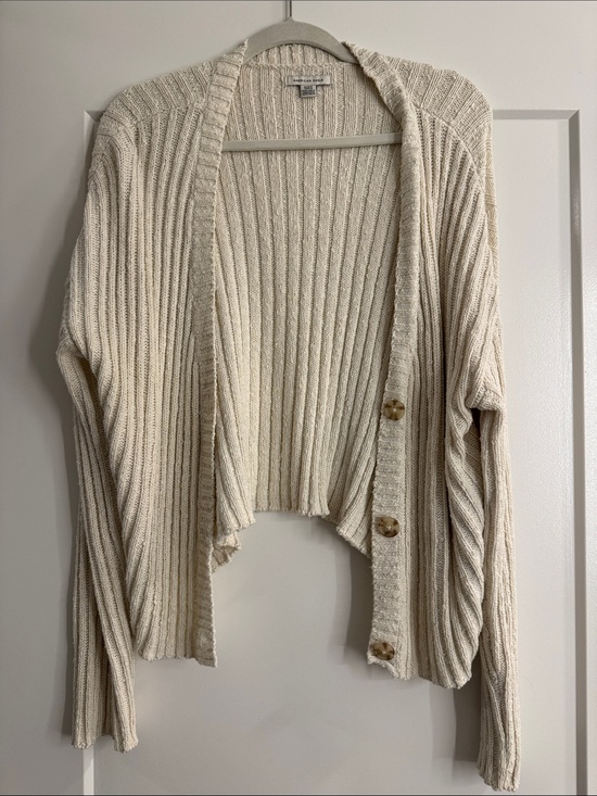 American Eagle Outfitters Sweaters - American Eagle Outfitters Cream Ribbed Open-Front Cardigan